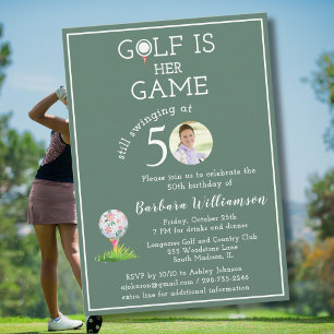 *Stylish Lady's Golf Photo 50th Birthday Party Invitation
