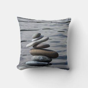 Stylish Landscape, Zen Stones,Sea Throw Pillow