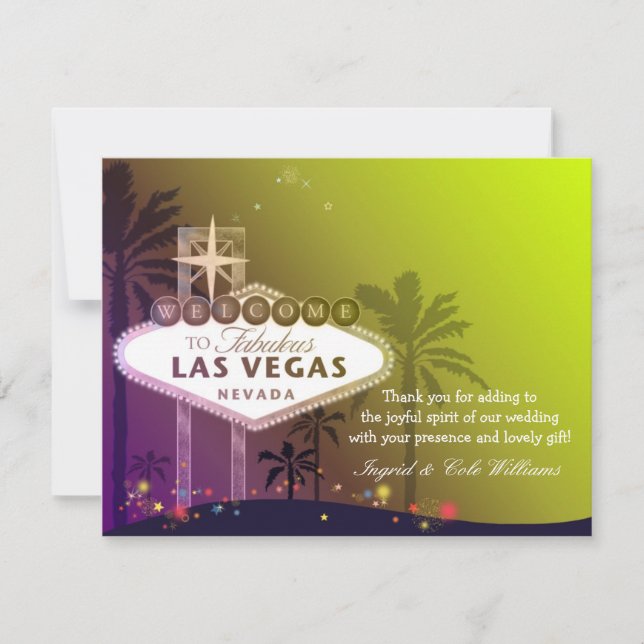Stylish Las Vegas Wedding Thank You Card (Front)