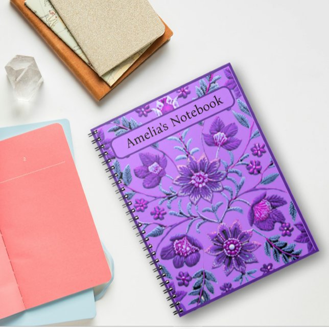 Stylish Lavender Floral Brocade Notebook (Creator Uploaded)