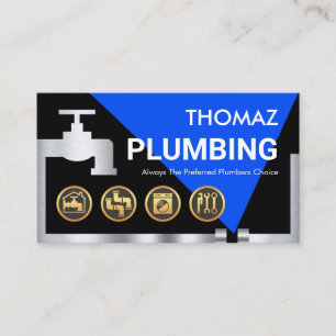 Stylish Leaking Faucet Plumbing Pipes Business Card