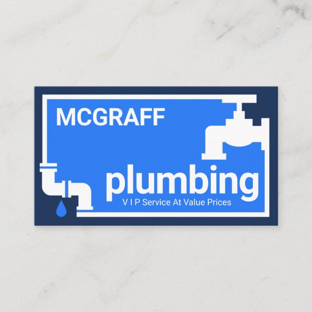 Stylish Leaking Pipe Faucet Border Frame Business Card (Front)