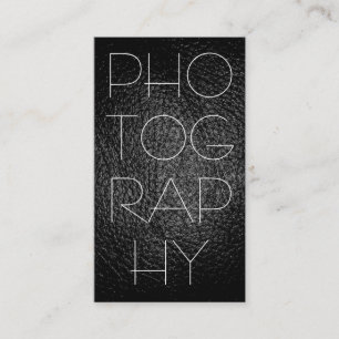 Stylish Leather Grey Photography Business Card