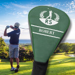 Stylish Leather Texture Personalized Monogram Name Golf Head Cover<br><div class="desc">This sophisticated design features faux green leather texture (not real leather) - a monogram and first name -- making this special and unique. Perfect as father's day gifts for dad, gifts for grandfather, husband and more. Any design questions or special requests, just a chat or an email: charmdesignstudio@rcn.com and we'll...</div>