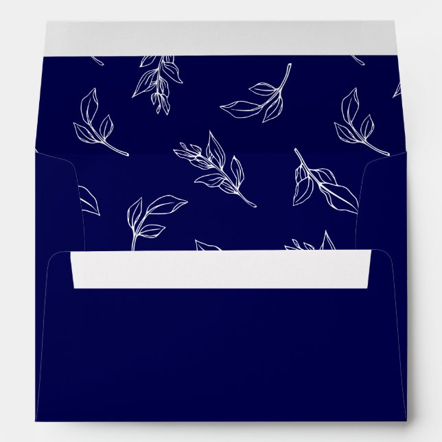 Stylish Leaves Pattern Wedding Invitation Envelope (Back (Bottom))