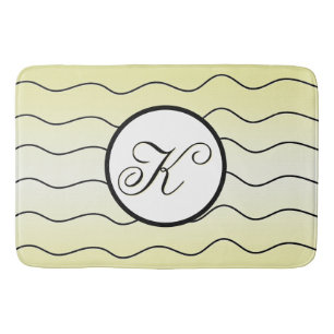 Stylish Lemon Zest Yellow Family Surname Initial Bath Mat