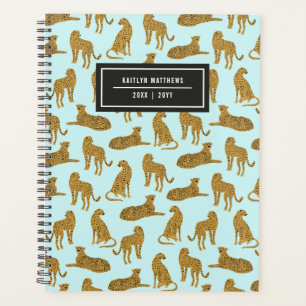 Stylish Leopard Animal Pattern Name   Blue Planner