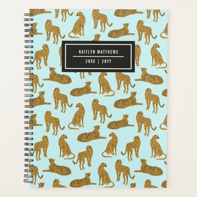 Stylish Leopard Animal Pattern Name | Blue Planner (Front)