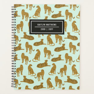 Stylish Leopard Animal Pattern Name Mint Planner