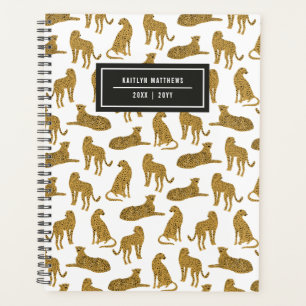 Stylish Leopard Animal Pattern Name White Planne Planner