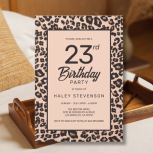 Stylish Leopard Animal Print Trendy 23rd Birthday Invitation
