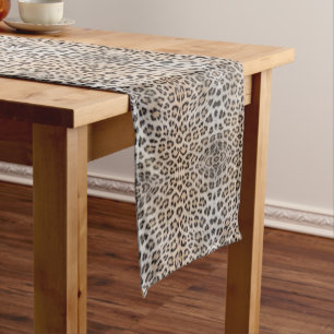 Stylish leopard cheetah fur animal print pattern short table runner