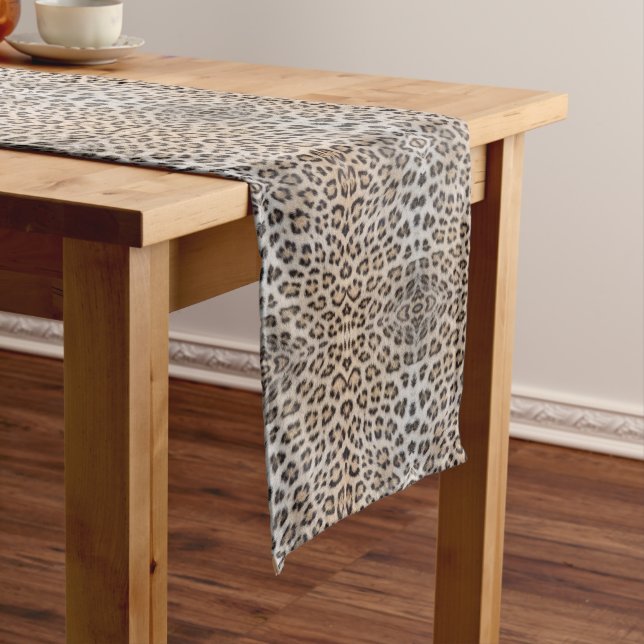 Stylish leopard cheetah fur animal print pattern short table runner (In Situ)