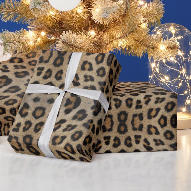 Stylish leopard cheetah fur animal print pattern wrapping paper (Holidays)