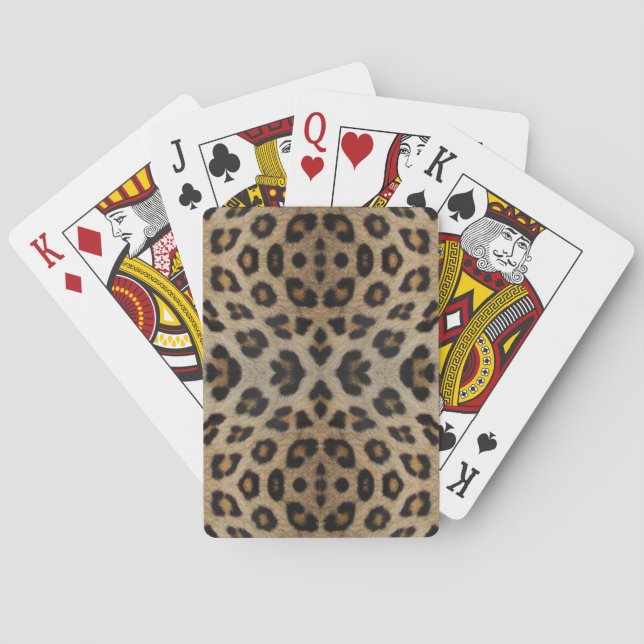 Stylish leopard fur animal print pattern bold fun playing cards (Back)