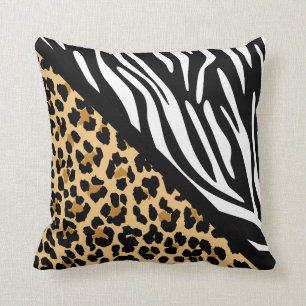 Stylish Leopard Print and Zebra Print Throw Pillow