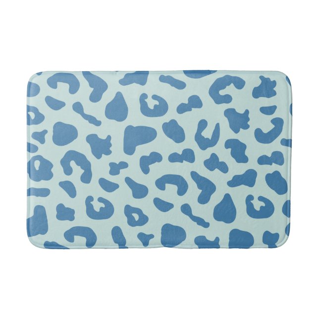 Stylish Leopard Print Animal Pattern in Blue Bath Mat (Front)