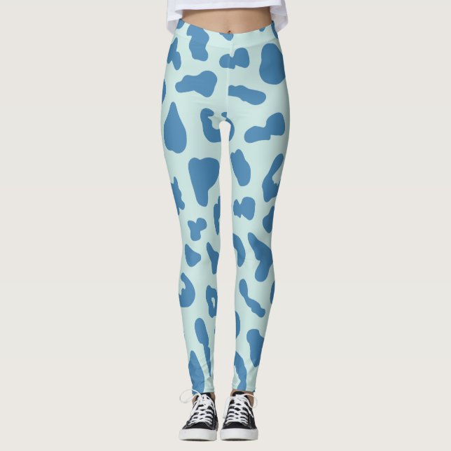 Stylish Leopard Print Animal Pattern in Blue Leggings (Front)