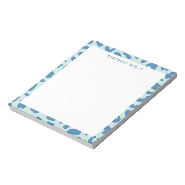 Stylish Leopard Print Animal Pattern in Blue Notepad (Rotated)