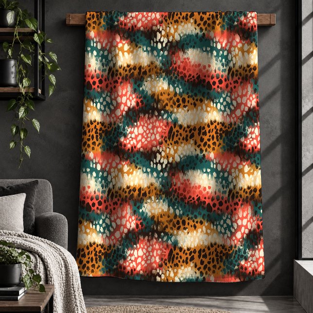 Stylish Leopard Print Colour Splash Plush Blanket (Stylish Leopard Print Color Splash Plush Blanket)