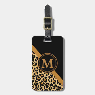 Stylish Leopard Print Custom Monogram Luggage Tag
