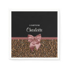 Stylish Leopard Print Elegant Brown Bow Party Name