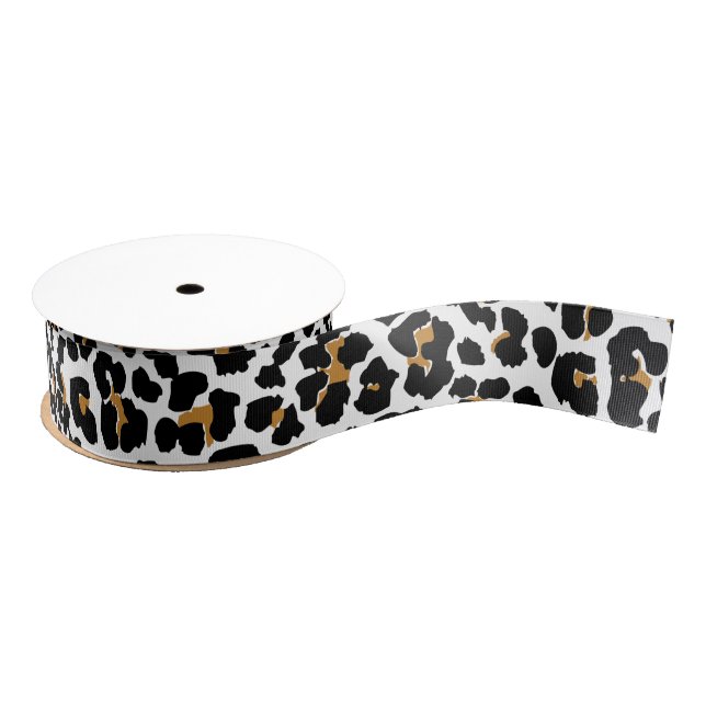 Stylish Leopard Print Pattern Ribbon Grosgrain Ribbon (Spool)