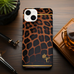 Stylish Leopard Print Primal Instinct Monogrammed  iPhone 14 Case