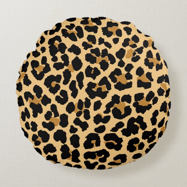Stylish Leopard Print Round Throw Pillow (Front)