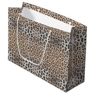 Stylish leopard skin fur animal print pattern chic large gift bag