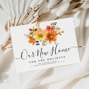 stylish lettering fall floral New Home Postcard