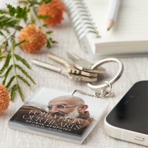 Stylish Lettering Forever in our Hearts' Memorial  Keychain