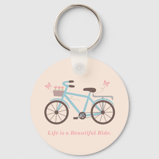 Stylish Life is a Beautiful Ride Bicycle Quote Keychain (Front)