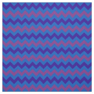 Stylish Light Blue, Dark Blue, Plum Chevron Fabric