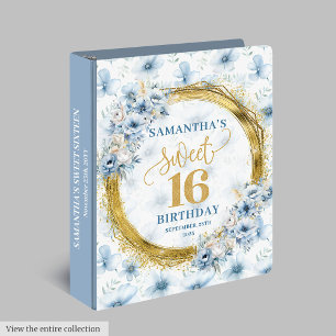 Stylish Light Blue Sweet Sixteen Memory Binder