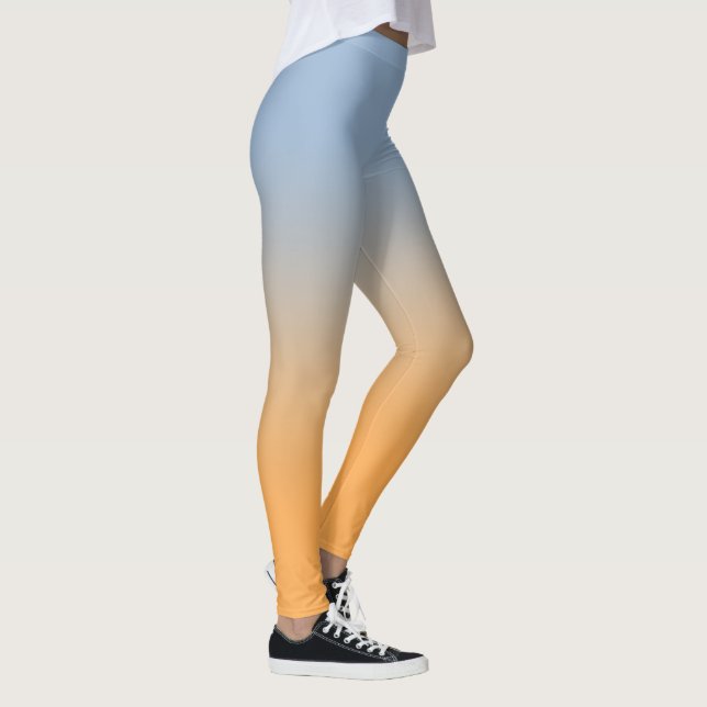 Stylish Light Blue to Orange Gradient Leggings (Right)