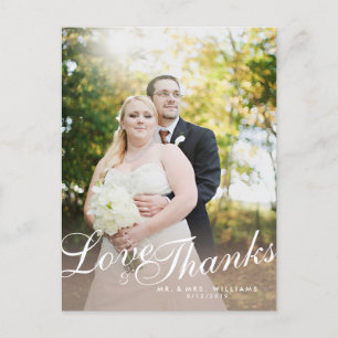 Stylish Light Modern Script Love Thanks Postcard