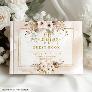 Stylish Light Pink Gold Autumn Wedding Guest Book