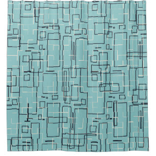 Stylish Light Teal Grey Pattern Shower Curtain