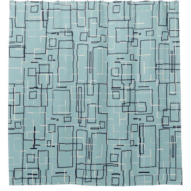 Stylish Light Teal Grey Pattern Shower Curtain (Front)