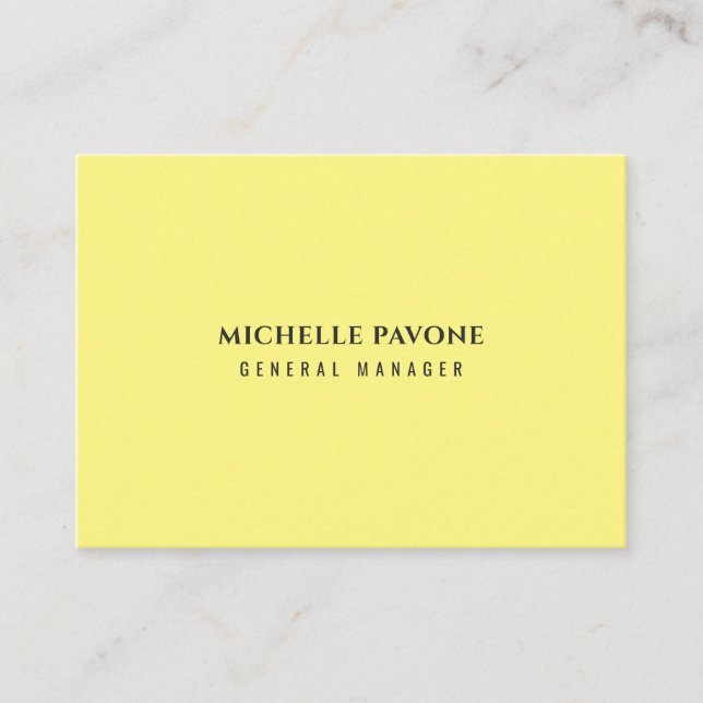 Stylish Light Yellow Simple Plain Professional Business Card (Front)