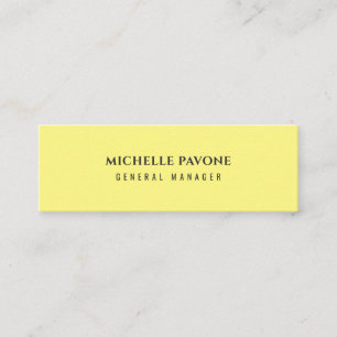 Stylish Light Yellow Simple Plain Professional Mini Business Card