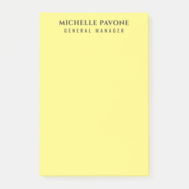Stylish Light Yellow Simple Plain Professional Post-it Notes (Front)