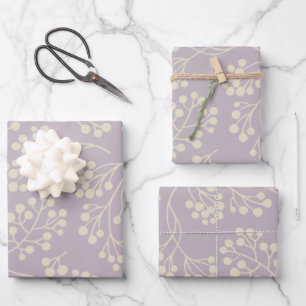 Stylish Lilac Floral Pattern Modern Farmhouse  Wrapping Paper Sheet