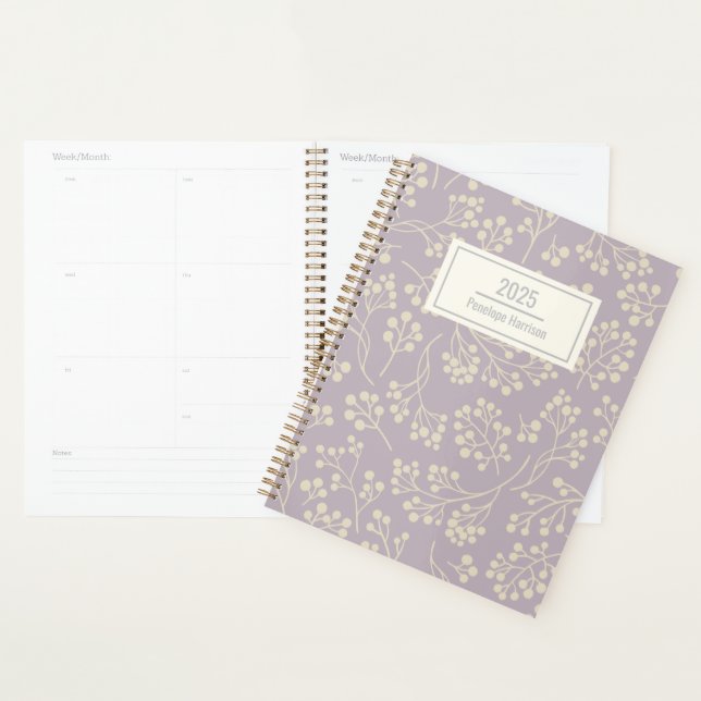 Stylish Lilac Floral Pattern Modern Personalized Planner (Display)