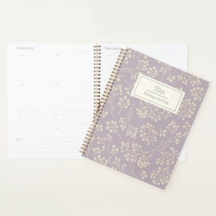 Stylish Lilac Floral Pattern Modern Personalized Planner