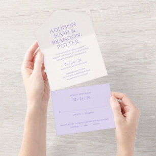 Stylish Lilac Modern Wedding All In One Invitation