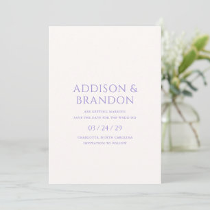 Stylish Lilac Modern Wedding Save The Date