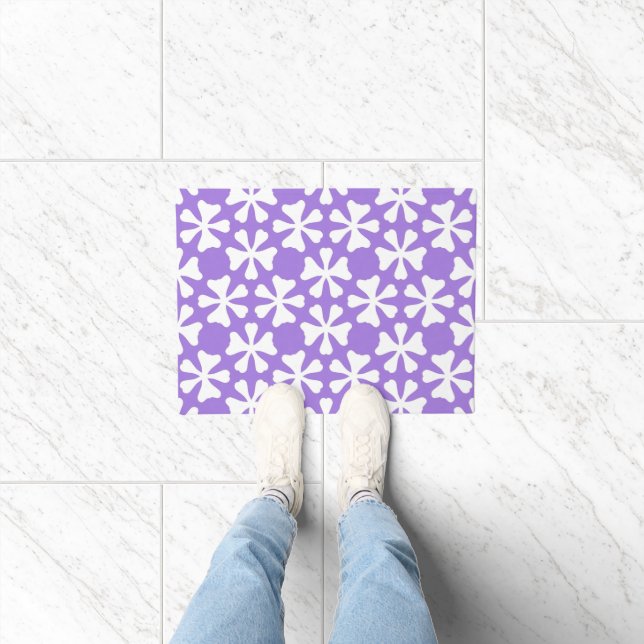 Stylish Lilac Purple and White Geometric Pattern Doormat (Indoor)