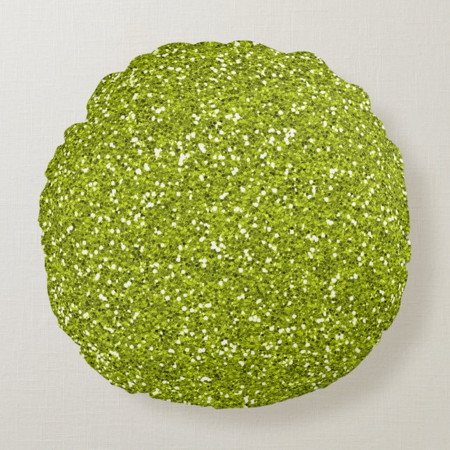 Stylish Lime Green Glitter Round Pillow (Front)